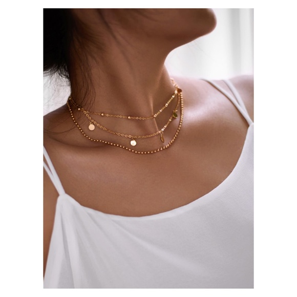 MBM Unlimited Jewelry - Gold Sequin Beads Layered Choker Necklace